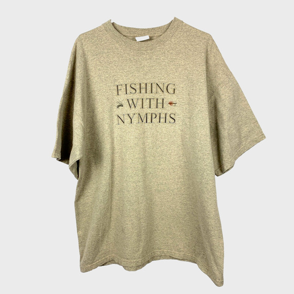 Vintage Big Rock Fly Fishing With Nymphs Heavy Cotton Tee T-Shirt Large - Picture 1 of 5
